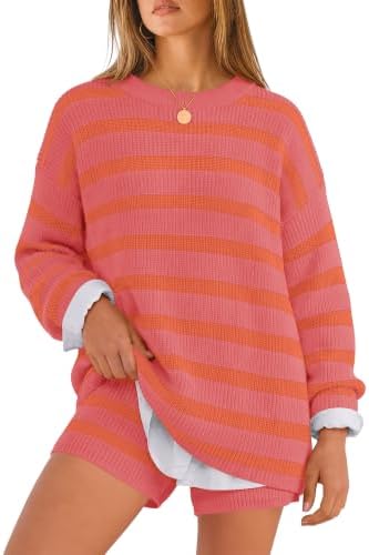 2 Piece Matching Sets for Women Summer Striped Lounge Casual Pajamas |