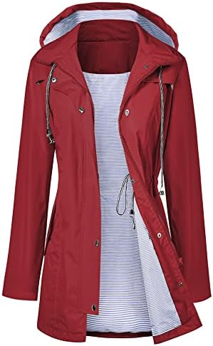Raincoat Women Waterproof Long Hooded Trench Coats Lined Windbreaker