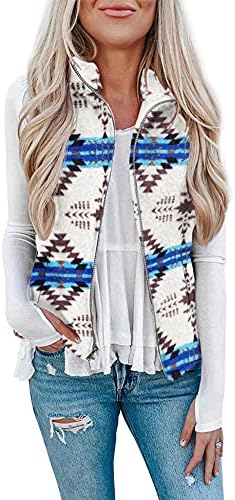 Women Fuzzy Sherpa Fleece Vest Sleeveless Lightweight Zip Up Jacket