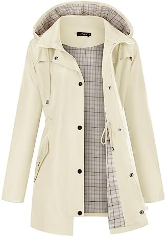 Women Rain Jacket Lightweight Hooded Jackets Women Lined Trench Coats
