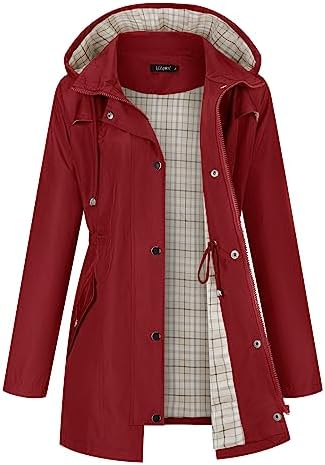Women Rain Jacket Lightweight Hooded Jackets Women Lined Trench Coats