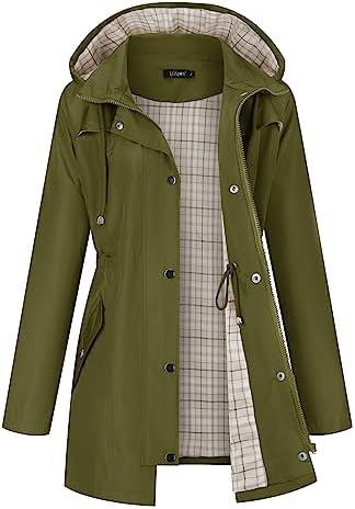 Women Rain Jacket Lightweight Hooded Jackets Women Lined Trench Coats