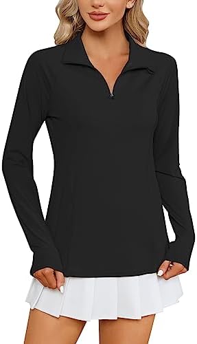 Women UPF 50+ Cool Shirts Lightweight Pullover 1/4 Zip Long Sleeve Sun