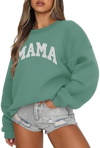 MAMA Sweatshirts for Women Pullover Sweater Crew Neck Long Sleeve Hoodies