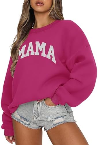 MAMA Sweatshirt Women Crewneck Loose Fit Pullover Sweater Long Sleeve