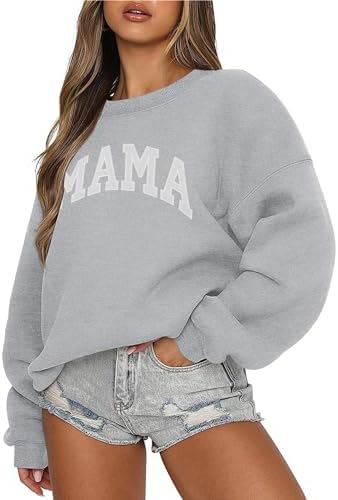 Mama Graphic Sweatshirt Women Long Sleeve Pullover Crewneck Sweater