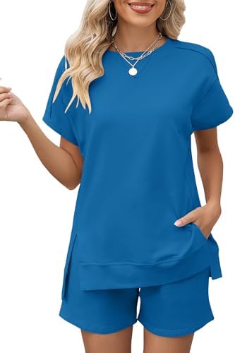 Lounge Shorts Sets for Women Short Sleeve Outfits Comfy Loungewear