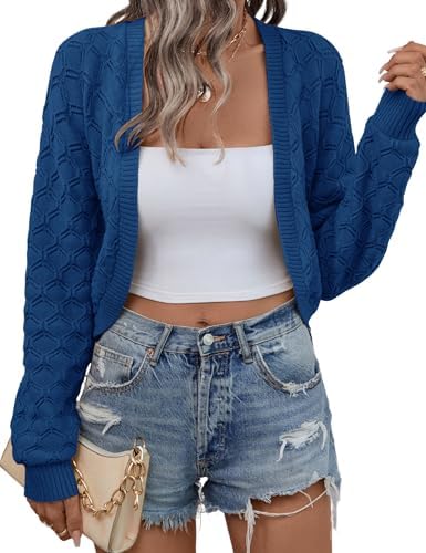 Womens Bolero Shrugs for Dresses Cropped Sweater Long Sleeve Open Front