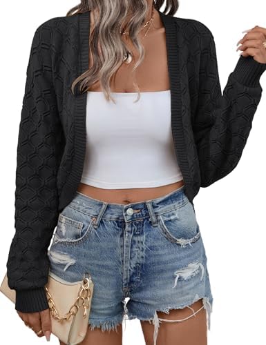 Cardigan Sweaters for Women Bolero Shrug Long Sleeve Open Front Knit Crop