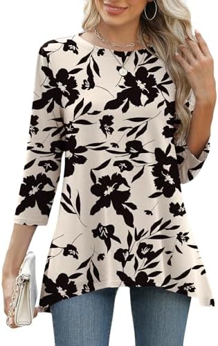 Women's Tops 3/4 Sleeve Dressy Casual Plus Size Tunic Tops to Wear with