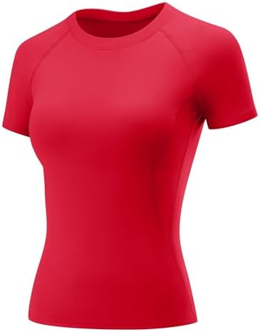 Workout Tops for Women Short Sleeve Quick Dry Shirts Gym Clothes Red