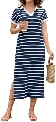 Maxi Dresses for Women Cute Short Sleeve Striped Womens Fashion Womens