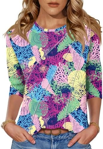 Womens Summer Tops Womens 3/4 Sleeve Tops and Blouses Shirts for Women