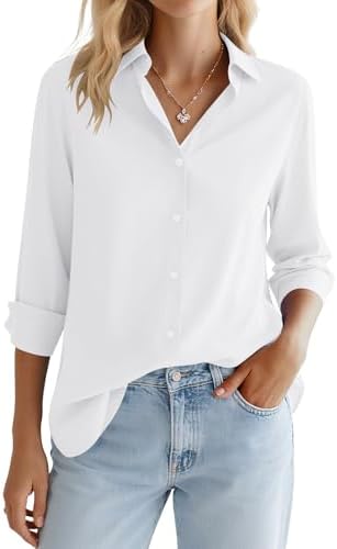 Button Down Shirt for Women Spring Tops Long Sleeve Blouses Collared