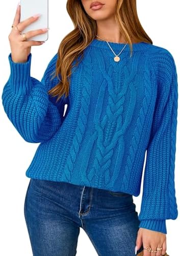 Womens Sweaters Winter Oversized Pullover Crew Neck Cable Chunky Knit