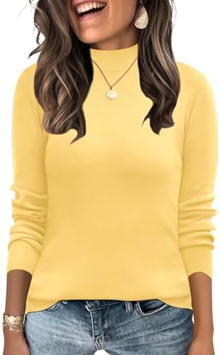 Pullover Sweaters for Women Mock Turtleneck Long Sleeve Lightweight Top