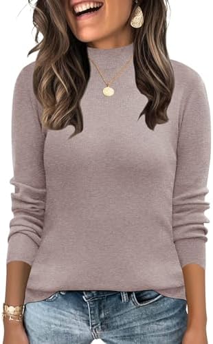 Sweaters for Women Mock Turtleneck Dressy Casual Long Sleeve Knitted