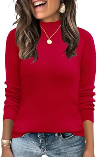 Womens Sweater Mock Turtleneck Long Sleeve Knitted Fall Winter Dressy