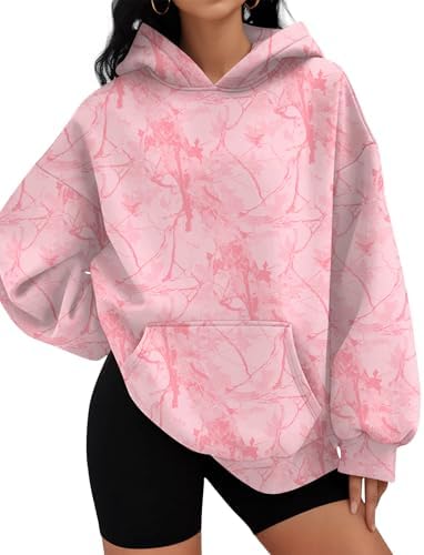 Womens Camo Hoodies Oversized Hooded Sweatshirt Long Sleeve Fleece