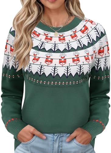 Women Lightweight Halloween Ribbed Knit Sweater Long Sleeve Crewneck