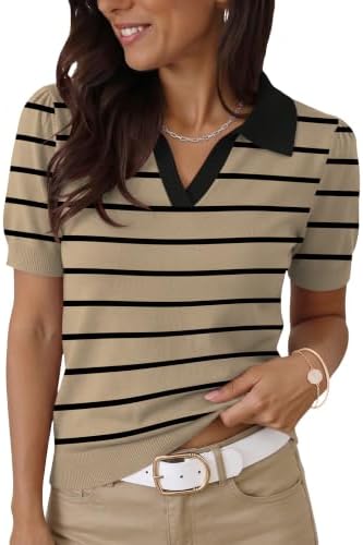 Top for Women Trendy Short Sleeve Sweater Lightweight Business Casual