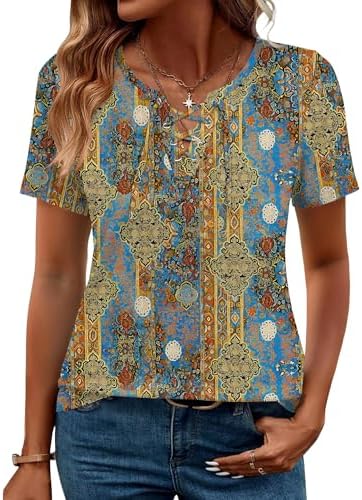 Casual Tops for Women Dressy Summer Spring T Shirts Quarter Puff Sleeve
