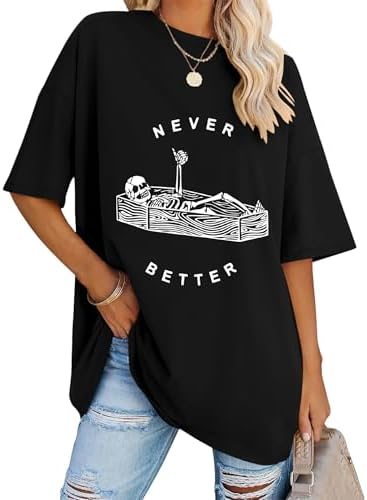 Womens Short Sleeve Oversized T Shirts Plus Size Tops Crewneck Loose
