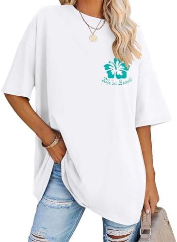 Womens Oversized Graphic T Shirts Loose Fit Cotton Crewneck Short Sleeve