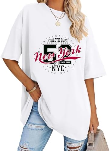 Womens Short Sleeve Oversized T Shirts Plus Size Summer Tops Crewneck