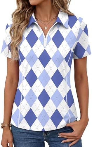 Womens Collared Golf Shirt Quick Dry Summer 1/4 Zipper Short Sleeve 2026