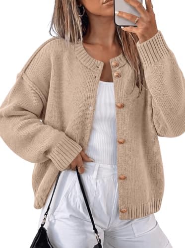 Fall Sweaters for Women 2026 Chunky Knit Open Front Cropped Cardigan |
