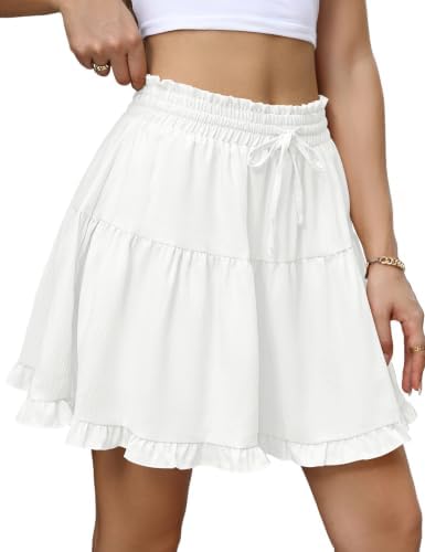 Flowy Skorts for Women Boho Ruffled High Waist Mini Casual Skirts