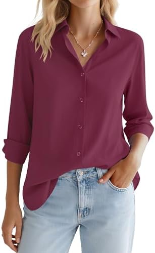 Long Sleeve Button Down Shirts for Women Spring Summer Tops Collared