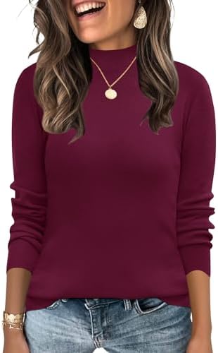 Mock Neck Tops for Women Long Sleeve Dressy Casual Ladies Pullover