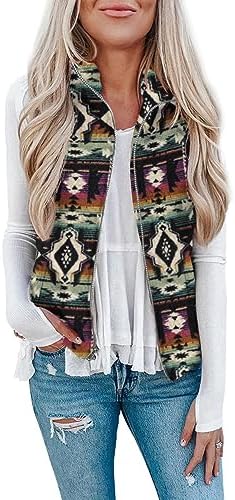 Sherpa Vest for Women Plus Size Warm Sweater Vest Zip Up Western Vest