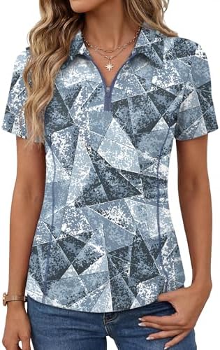 Short Sleeve Polo Shirts for Women Quick Dry Sun Protection Shirt V-Neck