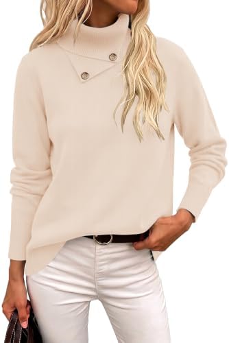 Sweaters for Women 2026 Fall Winter Turtleneck Sweater Apricot