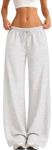 Wide Leg Sweatpant Women Fleece Sweat Pant Fall Winter Clothes Grey XS |