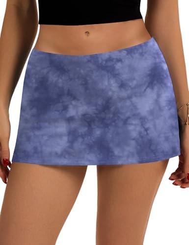 Women's Low Rise Micro Mini Skirt with Built-in Shorts & Pockets