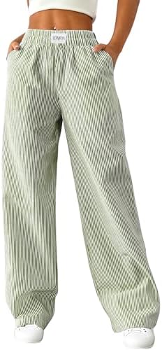 Women's Striped Wide Leg Boxers Pants Pajama Lounge Pj Casual Bottoms |