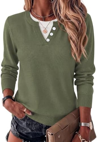 Women's Sweaters Fall Long Sleeve Lightweight Pullover Tops, Green