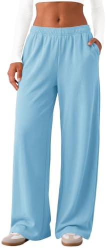 Women Wide Leg Sweatpants Baggy Lounge Pants Fall Spring Clothes Blue
