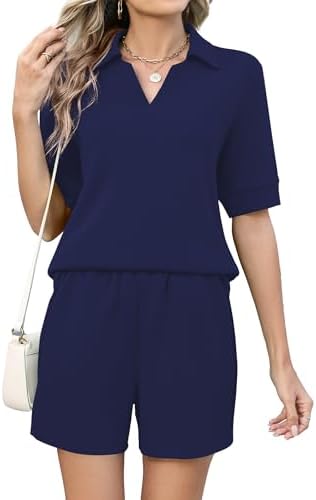 Womens 2 Piece Sets Half Sleeve Loose Tops Lounge Sets Loungewear