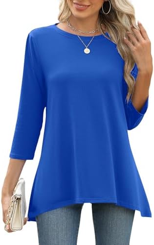 Womens 3/4 Sleeve Shirts Loose Fit Tunic or Tops to Wear with Leggings