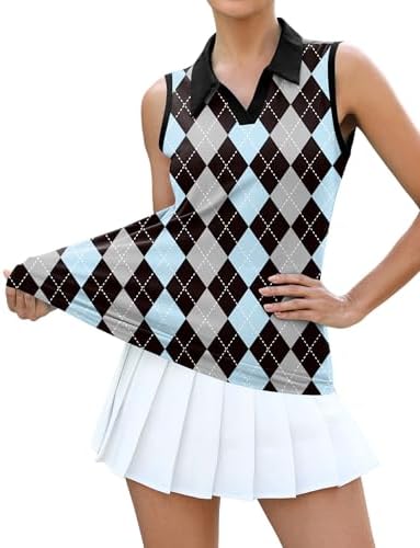 Womens Golf Shirts Sleeveless Polo V Neck Summer Moisture Tank Top |