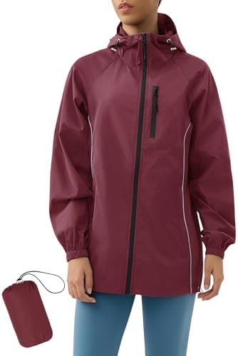 Womens Lightweight Hooded Water Resistant Active Outdoor Rain Jacket