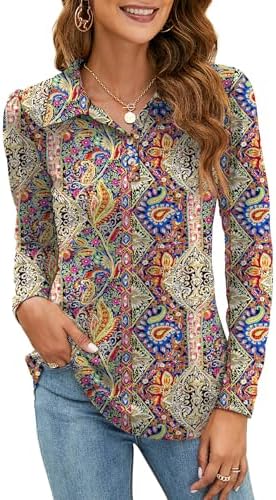 Womens Long Sleeve Polo Shirts V Neck Henley Shirts Dressy Collared Work