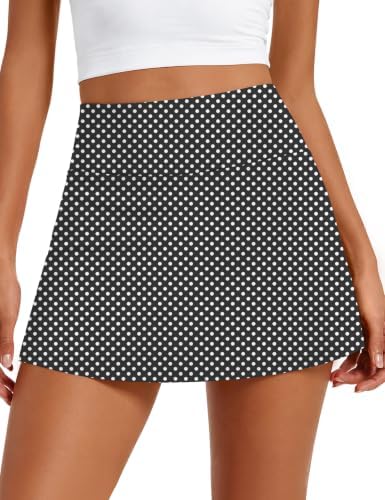 Womens Mini Skort with Built-in Shorts and Pockets, High Waisted | A-Line