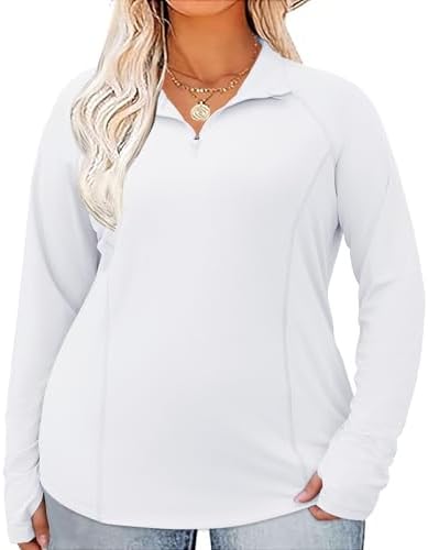 Womens Plus Size UPF 50+ Sun Protection Hiking Shirts Quick Dry Long