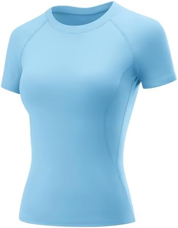 Womens Short Sleeve Workout Tops Summer Crew Neck Compression Shirt |
